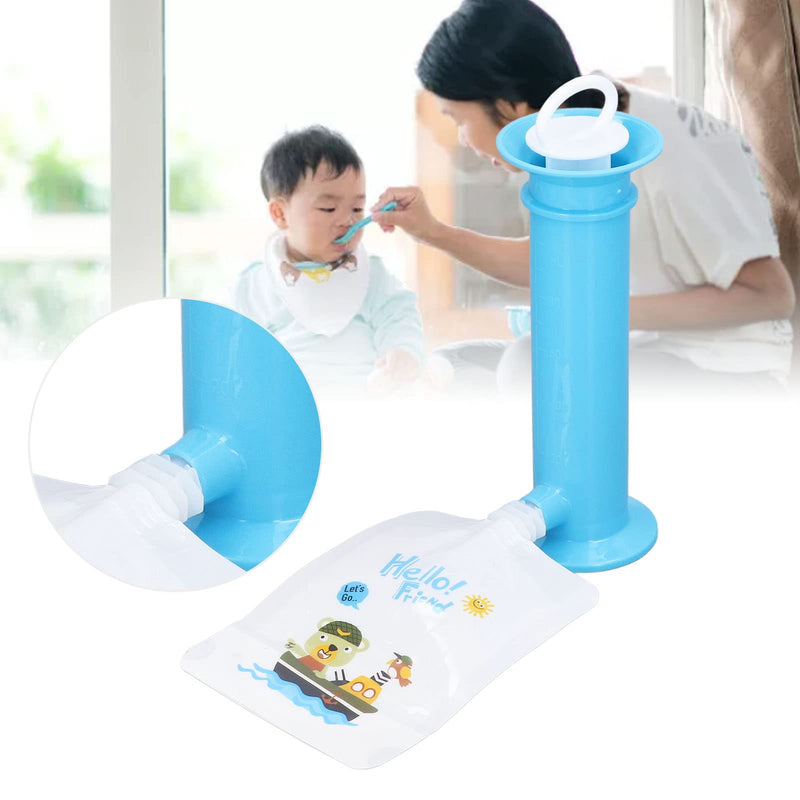 Baby Food Pouch Maker with 6 Bags, Pure Color Squeezable Fruit Squeeze Puree Filler Food Dispenser for Babies Over 6M Blue - BeesActive Australia