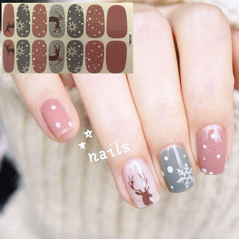 SILPECWEE 6 Sheets Christmas Adhesive Nail Polish Strips Stickers Glitter Snowman Nail Decals Full Wraps Manicure Accessories and 1Pc Nail File NO1 - BeesActive Australia