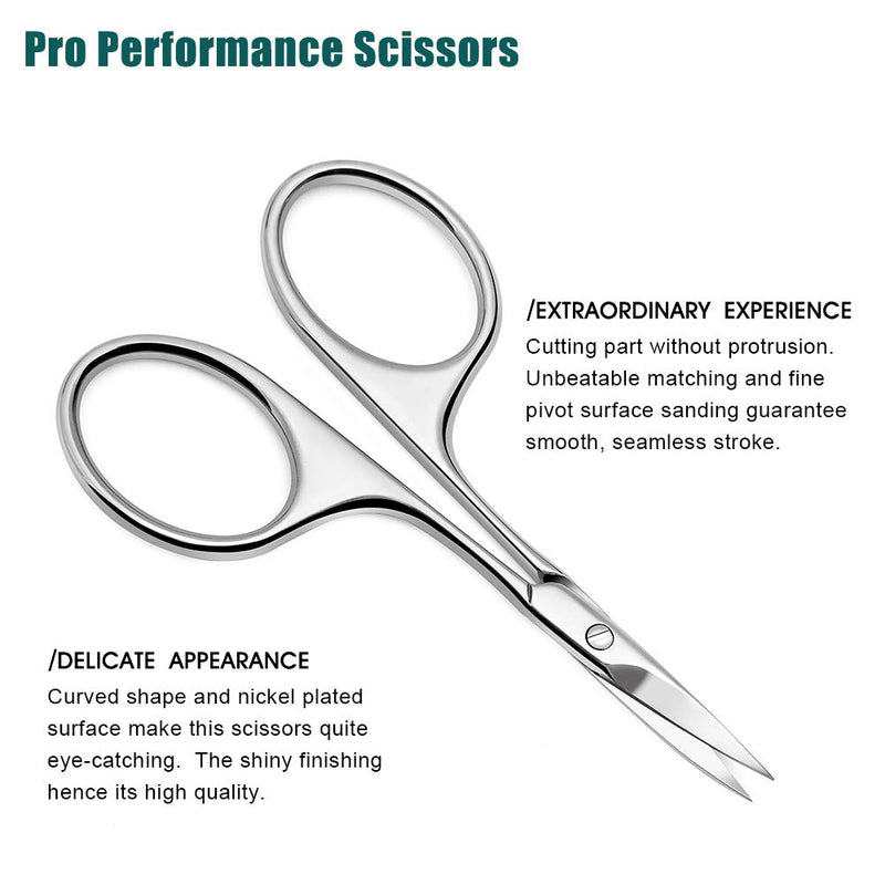 BEZOX Curved Blade Scissors Used as Cuticle Scissors,Nail Scissor or Eyebrow Scissors, Professional Stainless Steel Manicure Scissors for Man and Women - W/ Leather Packing Bag - BeesActive Australia