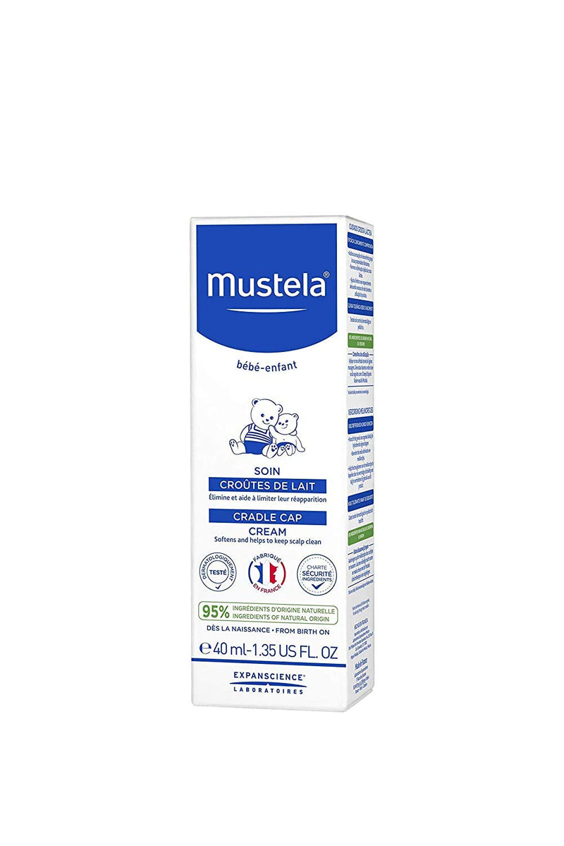 Mustela Baby Cradle Cap Cream - Newborn safe - with Natural Avocado - Paraben Free & Fragrance Free - 1.35 fl. oz. New Packaging - BeesActive Australia