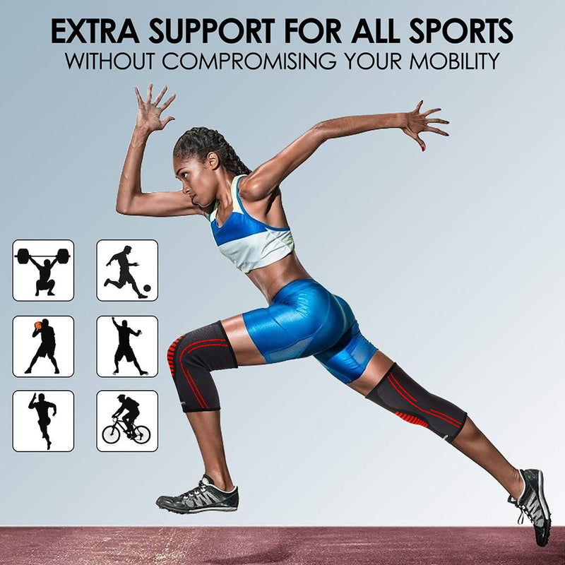 MGANG® Knee Brace, Premium Knee Compression Sleeves Support for Sports, Running, Basketball, Hiking, Workout, Arthritis, ACL, Injury Recovery, Joint Pain Relief, Meniscus Tear, 1 Pair Unisex, Black S Small (1 Pair) - BeesActive Australia