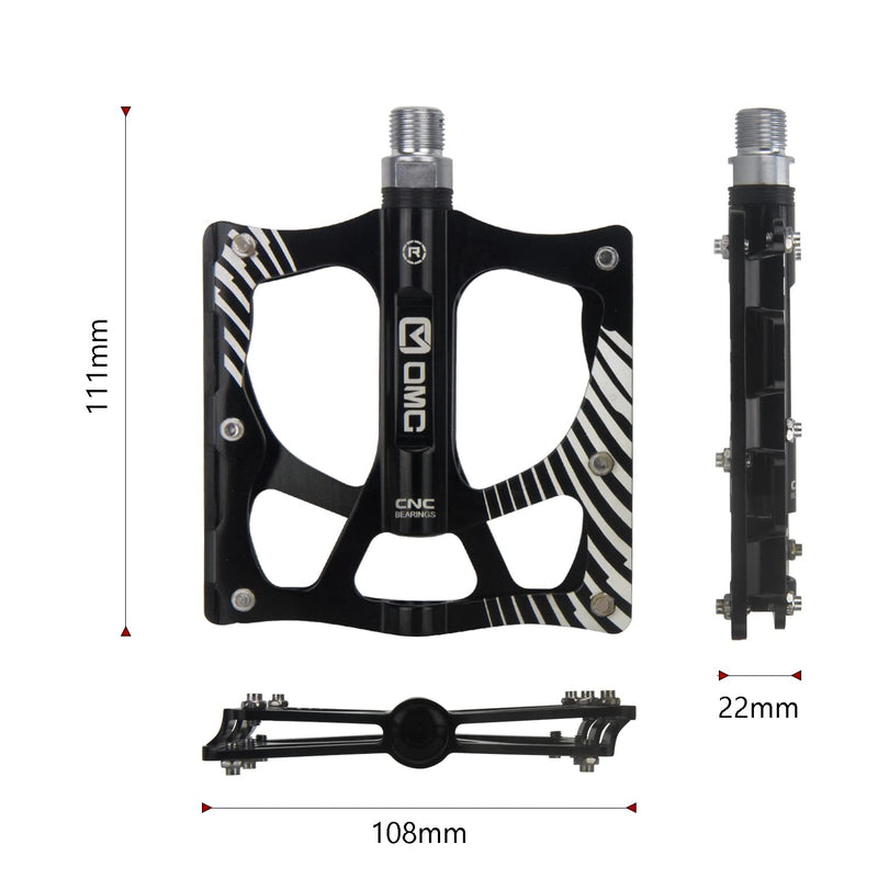 OMC MTB Mountain Bike Pedals 3 Bearing Non-Slip Lightweight Extruded Aluminum Alloy Bicycle Platform Pedals for BMX MTB 9/16" Black - BeesActive Australia