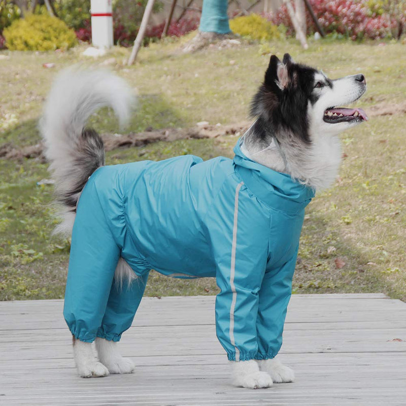 HDKUW Dog Raincoat, Lightweight Dog Rain Jacket Hoodies Waterproof Large Dog Rain Poncho for Medium Large Dog 8XL Blue - BeesActive Australia
