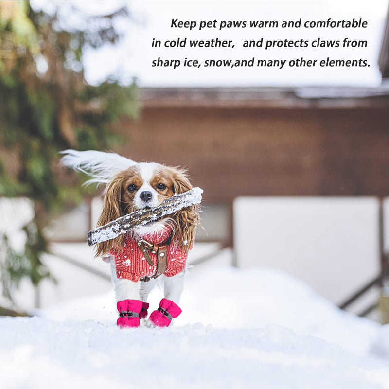 LUZGAT Dog Warm Shoes Dog Boots Paw Protector for Winter Small Medium Dog with Anti-Slip Sole and Plush Pack of 4 Pink Size 7 - BeesActive Australia