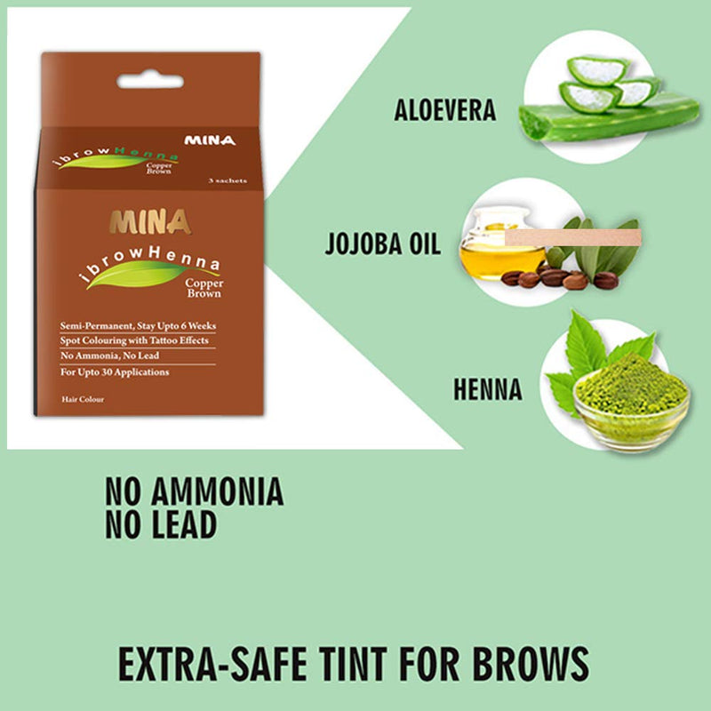 MINA ibrow Henna Copper Brown tint with Brow Oil - BeesActive Australia