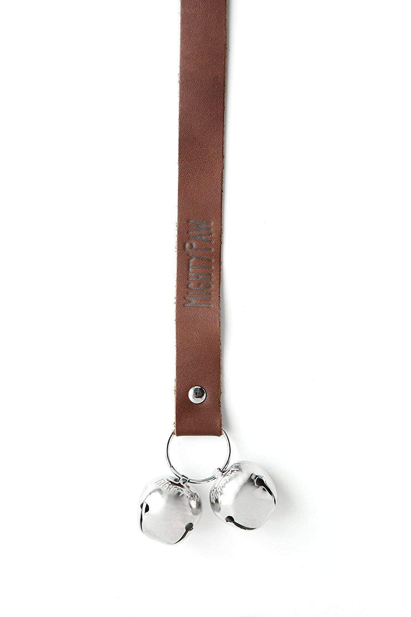 Mighty Paw Leather Tinkle Bells, Premium Leather Dog Doorbells, Extra Soft Leather with Durable Jingle Bells, Housetraining Doggy Door Bells for Potty Training, Includes Free Wall Hook Brown - BeesActive Australia