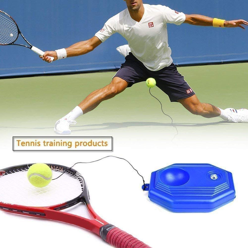 N-A Tennis Trainer Tennis Ball Trainer Tennis Equipment Sport Exercise Tennis Base with A Rope Self-Study Tennis Rebound Player with 2 Trainer Baseboard Training Balls (Blue) - BeesActive Australia