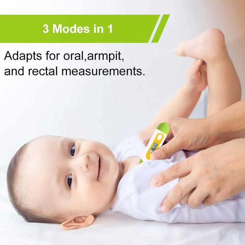 Easy@Home Digital Oral Thermometer, Rectal or Underarm Body Temperature Measurement, for Baby, Child and Adult (Green), BT-A21CN 1 Pack Green - BeesActive Australia