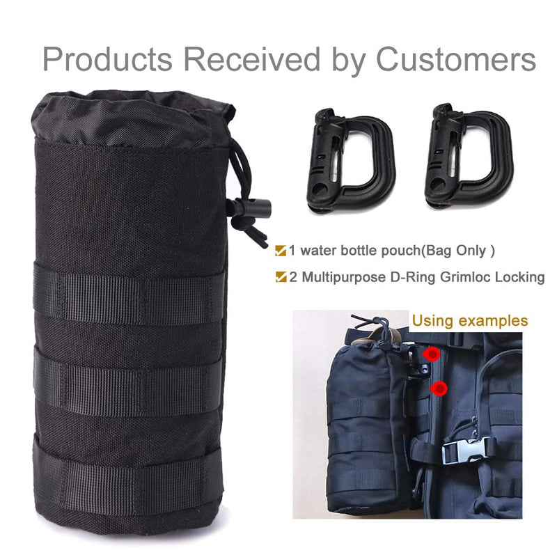 [AUSTRALIA] - Upgraded Sports Water Bottles Pouch Bag, Tactical Drawstring Molle Water Bottle Holder Tactical Pouches, Travel Mesh Water Bottle Bag Tactical Hydration Carrier Black-1Pack 