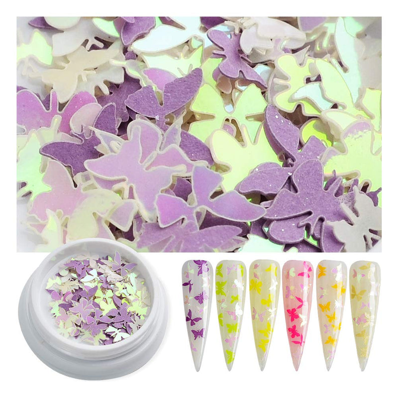 WEILUSI Nail Art 3D Laser Butterflies Sequin Acrylic Paillettes Holographic Glitter Wood Chips Flakes Manicure Tips 6 Boxes (Laser Butterfly) Laser Butterfly - BeesActive Australia