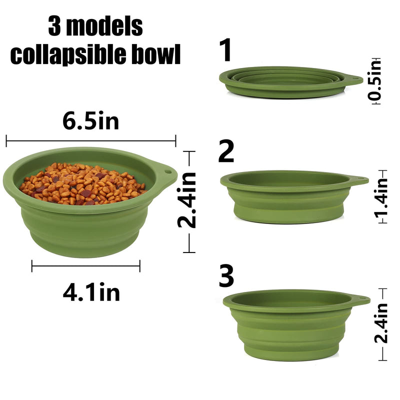 SLSON 2Pack Dog Bowl Pet Collapsible Bowls,Integrated Molding Travel Bowl No Plastic Rim Pet Feeding Bowls for Walking Traveling Outdoors,600ML Navy Blue+Dark Green - BeesActive Australia