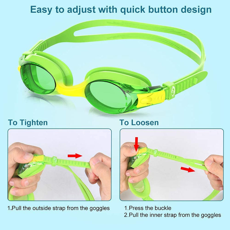 Findway kids Swim Goggles, 2 Pack kids Swimming Goggles No Leaking Youth Girls Boys for Age 4-16 1-blue+green - BeesActive Australia