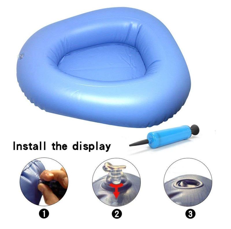 KIKIGOAL Bigger Washable Portable Air Inflation Blue Bed Pan Bedridden Elderly Inflatable Stool Bedsore Toilet - BeesActive Australia