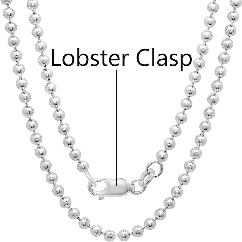 Savlano 925 Sterling Silver Italian 2.3mm Solid Bead Ball Dog Tag Chain Necklace Comes With Gift Box for Women & Men - Made in Italy 28.0 Inches - BeesActive Australia