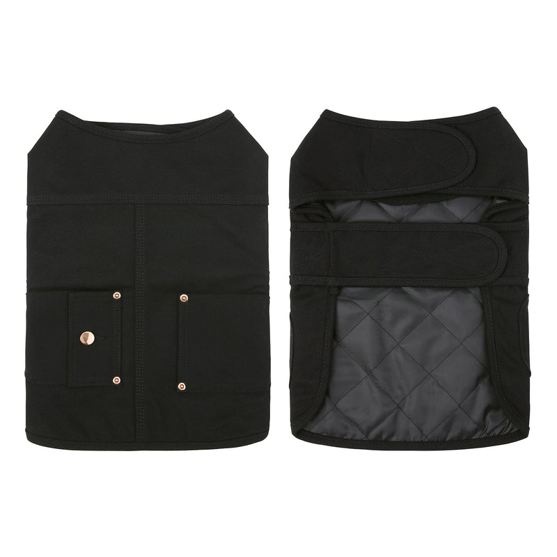 HDE Canvas Dog Vest Waterproof Jacket Cold Weather Coats for S-XL Dogs Large Black - BeesActive Australia
