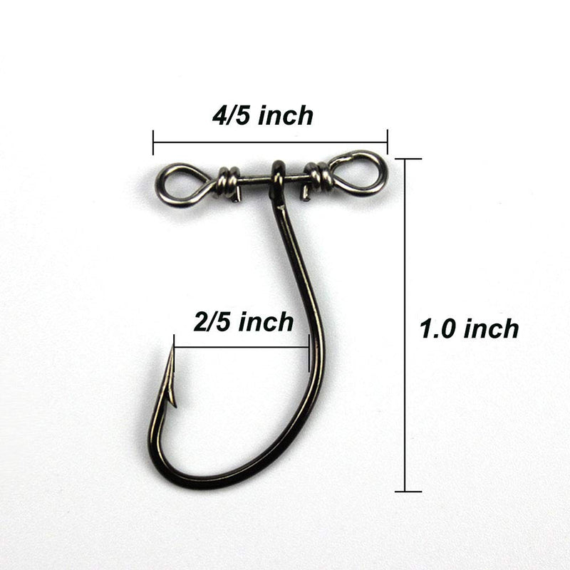 [AUSTRALIA] - 50 Pieces SpinShot Drop Shot Hook Swivel Fishing Hooks High Carbon Steel Fishhook Worm Hook for Feeder Carp Bass Perch Catfish 