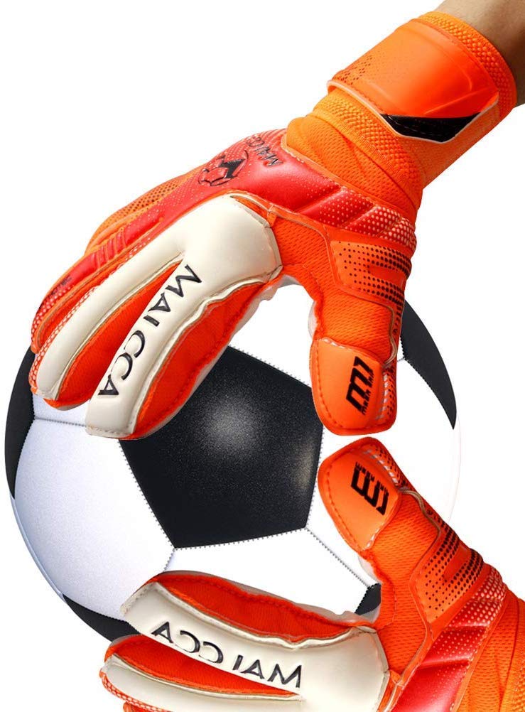 Wrzbest Youth Kids Goalkeeper Gloves Professional Goalie Gloves,Soccer Football Goalkeeper Gloves with Strong Grip and Finger Spines Protection for The Toughest Saves and Prevent Injuries Orange 5 - BeesActive Australia