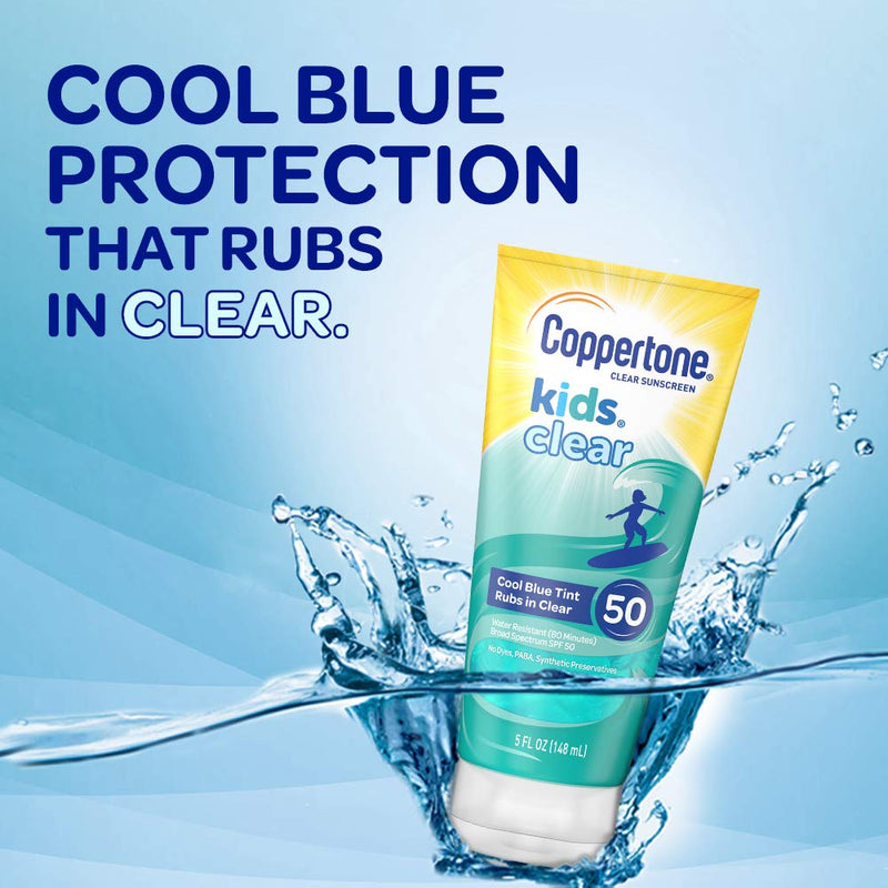 Coppertone 041100586377 Kids Clear Blue SPF 50 Sunscreen Lotion, Water Resistant, Non-Greasy, Broad Spectrum UVA/UVB Protection, Clean, Cool, Berry, 5 Fluid Ounces - BeesActive Australia