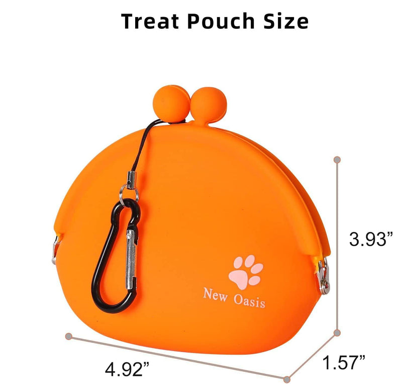 New Oasis Dog Treat Pouch, Big Silicone Dog Treat Pouch Reusable, Dog Training Treat Pouch Coin Purse Key Case Silicone Coin Pouch Dog Pouch Orange - BeesActive Australia