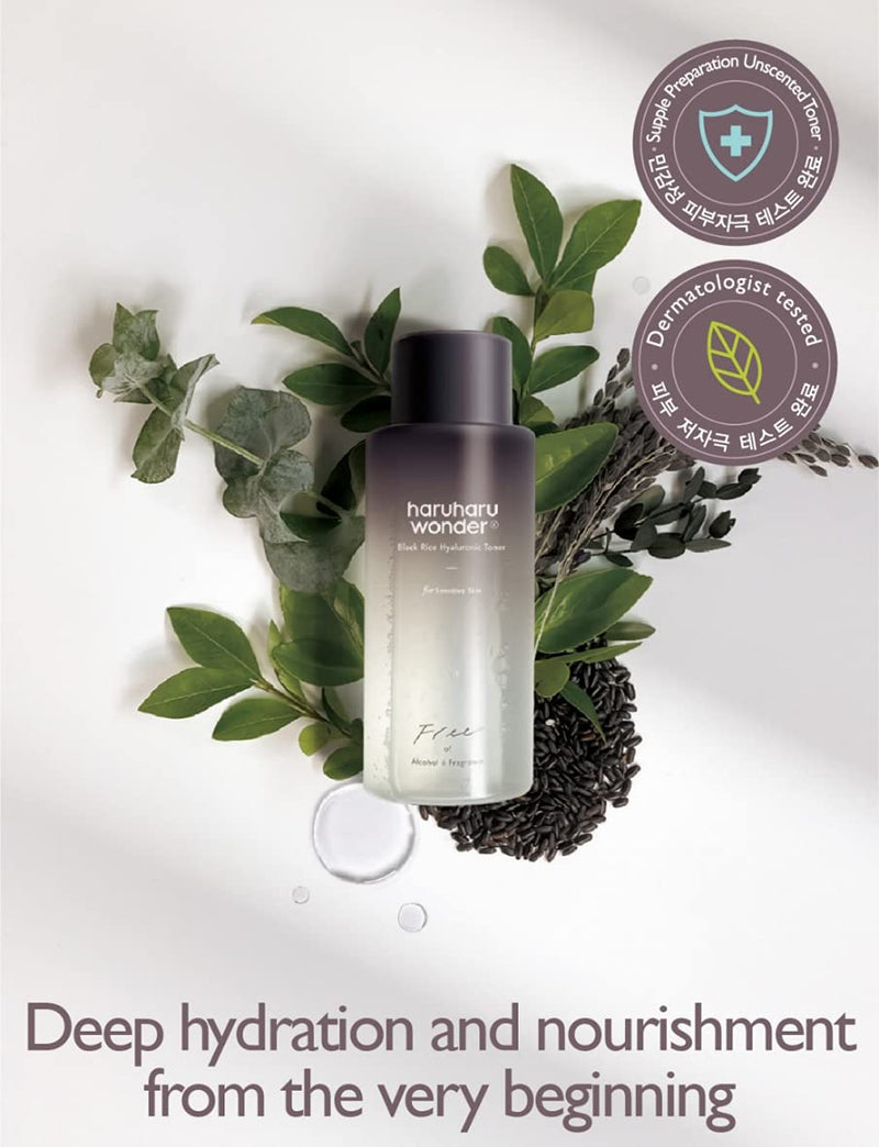 [Haruharu Wonder] Black Rice Hyaluronic Toner for Sensitive Skin 5.1 fl.oz / 150ml | Alcohol Free, Fragrance Free | Vegan, Crurelty Free, EWG-Green - BeesActive Australia