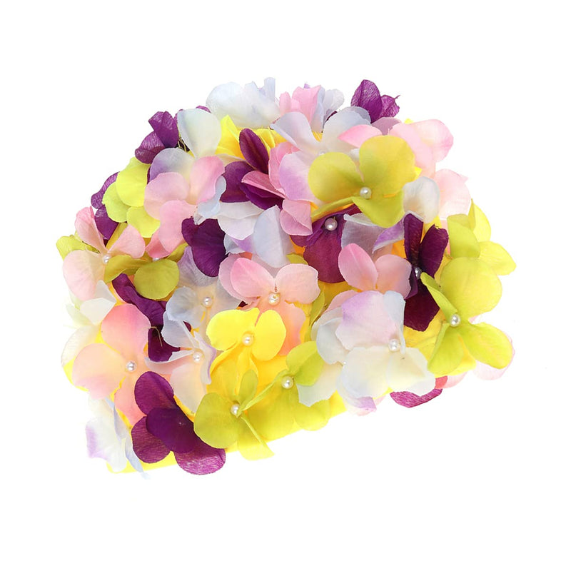 FAVOMOTO Swim Cap Flower for Women Floral Caps Swim Turban Waterproof Swim Cap for Long Hair Petal Stylish Swimming Hat Bathing Caps Ear Hair Protection Easy to Put On and Off Size - BeesActive Australia