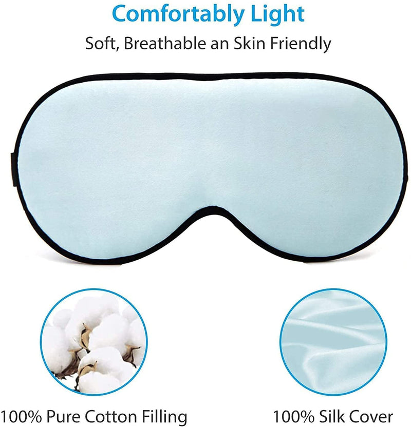 Natural Silk Kids Sleep Mask Eye Mask for Kids with Adjustable Strap Breathable & Soft Eye Shade for Sleeping Blocking Lights (2 Pack) - BeesActive Australia