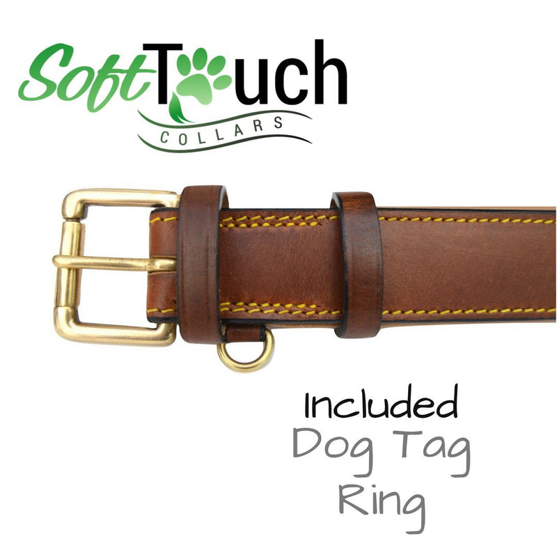 Soft Touch Collars - Luxury Real Leather Padded Dog Collar Large Brown - BeesActive Australia