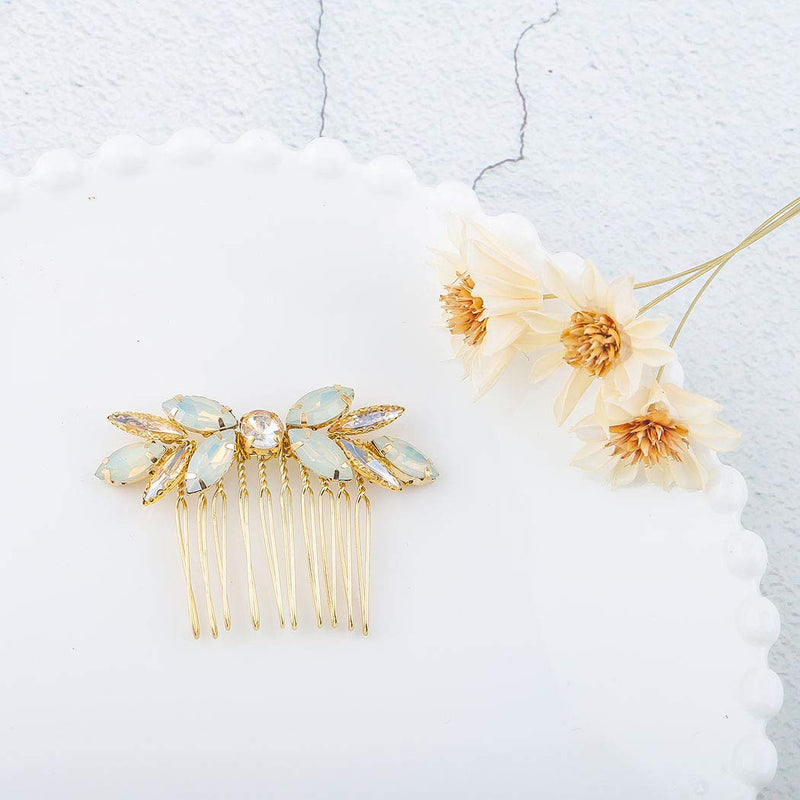 Edary Bridal Gold Hair Accessories Hair Comb Wedding Headpieces for Bride and women 2PCS - BeesActive Australia