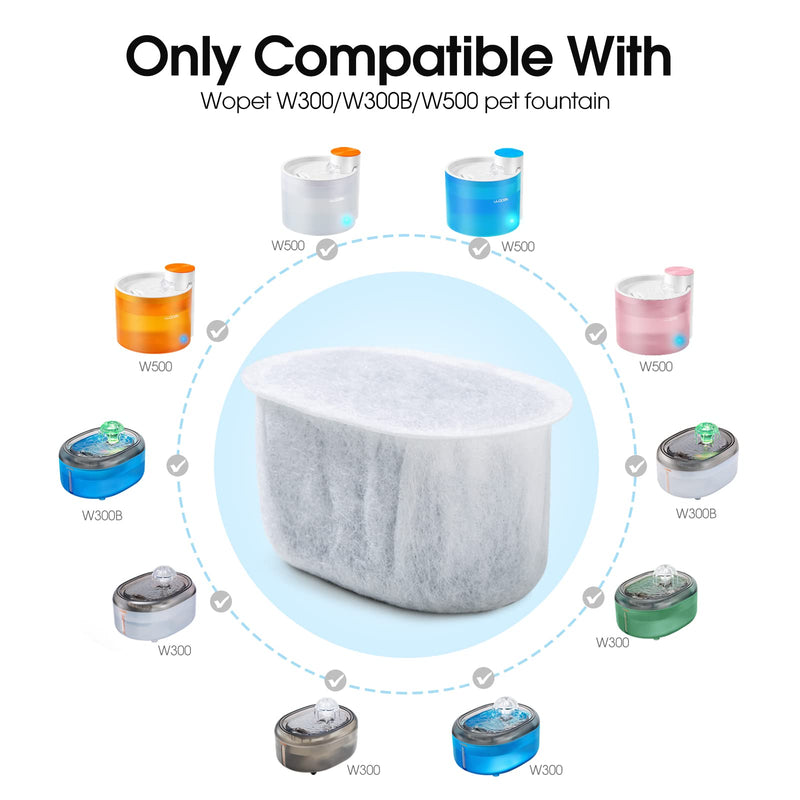 WOPET 4 Pack Replacement Filters Compatible with W300 Cat Water Fountain, 67oz/2L Automatic Pet Water Fountain, Super Quiet Dog Water Dispenser 4pcs - BeesActive Australia