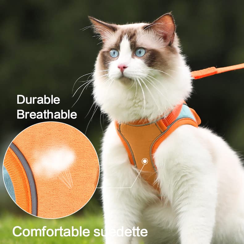 TOTORO Cat Harness and Leash for Walking Escape Proof ，Adjustable Comfortable Suedette Vest Harnesses for Cats，Reflective Strips Easy to Put on Step-in Velcro Jacket Medium Blue - BeesActive Australia