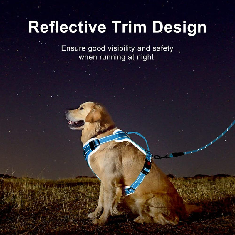 Supet Dog Harness No Pull, Dog Vest Harness with 【Free Dog Leash】, No Choke Dog Harness Adjustable Reflective Heavy Duty Pet Harness with Easy Control Handle for Small Medium Large Dog M (Chest: 25.6-29.5") Blue - BeesActive Australia