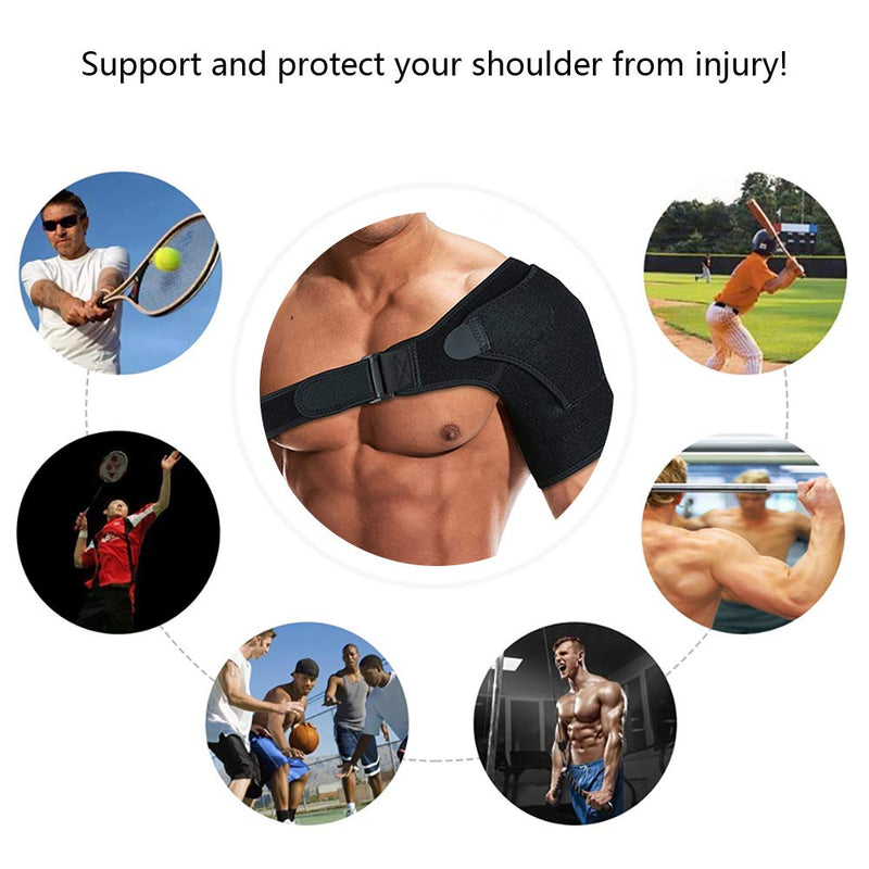 Shoulder Support Brace with Pressure Pad for Men Women, Adjustable Shoulder Brace for Torn Rotator Cuff, Tendonitis, Dislocation, AC Joint, Bursitis, Labrum Tear, Pain, Fits Right or Left Shoulder Black - BeesActive Australia