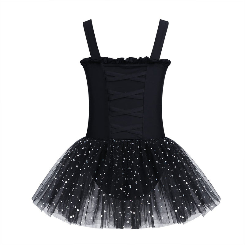 [AUSTRALIA] - YiZYiF Kids Girls' Sweetheart Glitter Skirt Tutu Dress Dance Gymnastics Leotard Costumes Black 3 / 4 