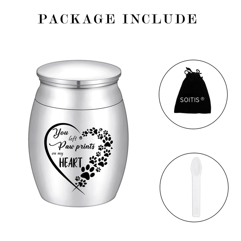 1.57 Inches Small Urn for Dog and Cats Ashes Small Keepsake Urns for Pet Ashes Stainless Steel Mini Urn Cremation Urn for Dog Cat Ashes Silver - BeesActive Australia