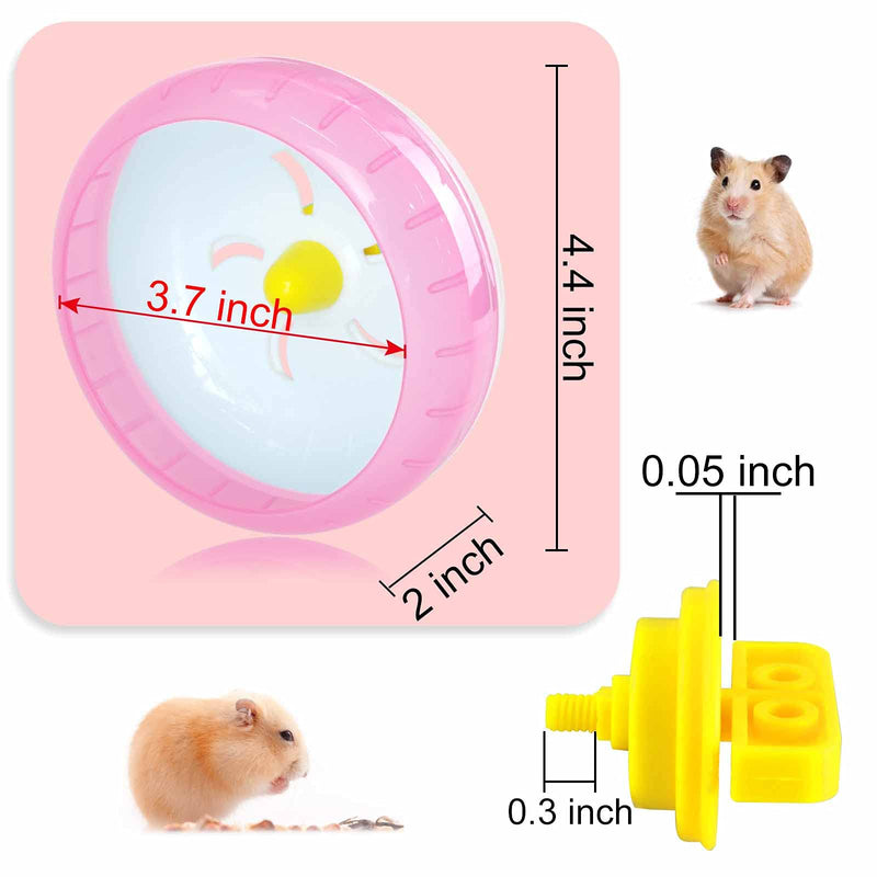 WishLotus Hamster Running Wheel, Silent Jogging Exercise Toy Hamster Cage Accessory for Drawf Hamster Golden Silk Shih Tzu Bear pink - BeesActive Australia