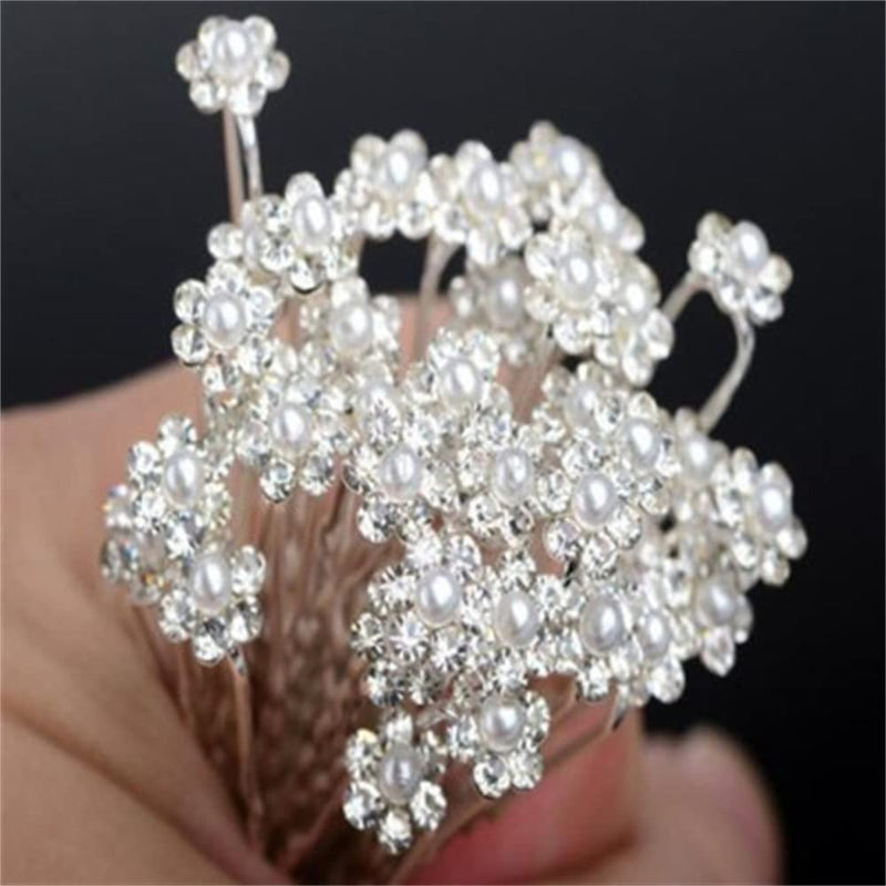 20 Pcs Pearl Hair Pins Wedding Bridal Flower Pins for Brides and Bridesmaids Hair Style - BeesActive Australia