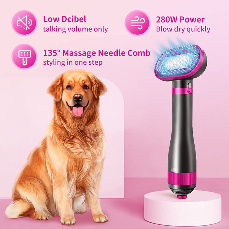 Upgraded Pet Hair Dryer Brush,2 in 1 Pet Grooming Dryer for Small/Medium Dog & Cat,2 Heat Settings & 3 Adjustable Blowing Dryer - BeesActive Australia