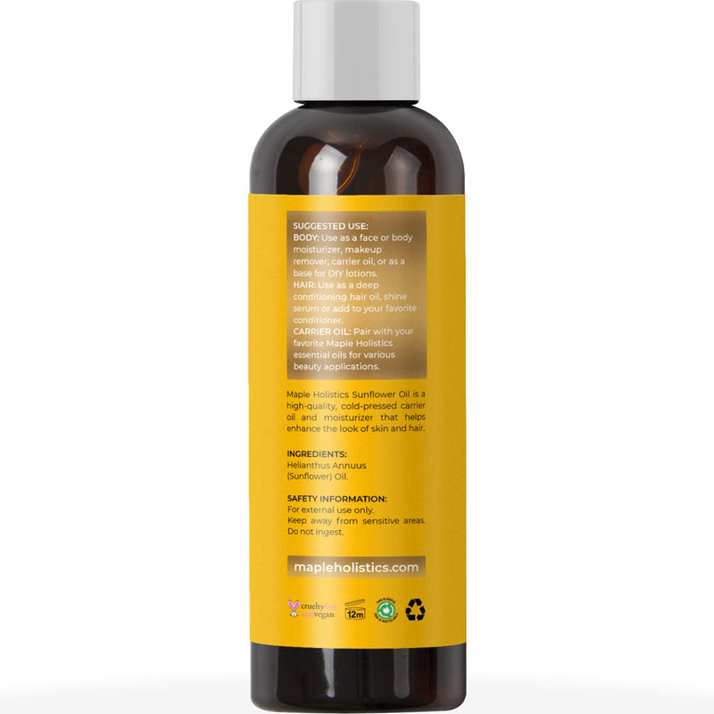 Sunflower Oil for Hair Skin and Nails - Aromatherapy Carrier Oil for Essential Oils Mixing and Hair Oil - Body Massage Oil Cleanser for Face Anti Aging Skin Care and Moisturizing Body Oil for Dry Skin - BeesActive Australia