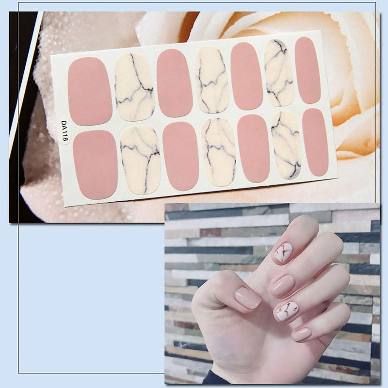 SILPECWEE 6 Sheets Solid Color Nail Art Polish Stickers Strips And 1Pc Nail File Gradual Change Adhesive Nail Wraps Decals Manicure Tips - BeesActive Australia