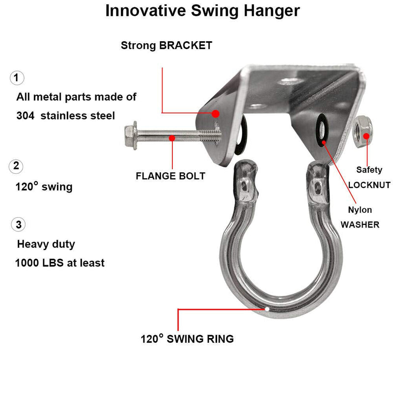 BLASCOOL Heavy Duty Hammock-Chair Swing Hanger - 2000LB Capacity Hanging Hardware Permanent Antirust Hammock Chair Gym Rope Boxing Trapeze for Ceiling Wood and Concrete Mount(2 Sets) - BeesActive Australia