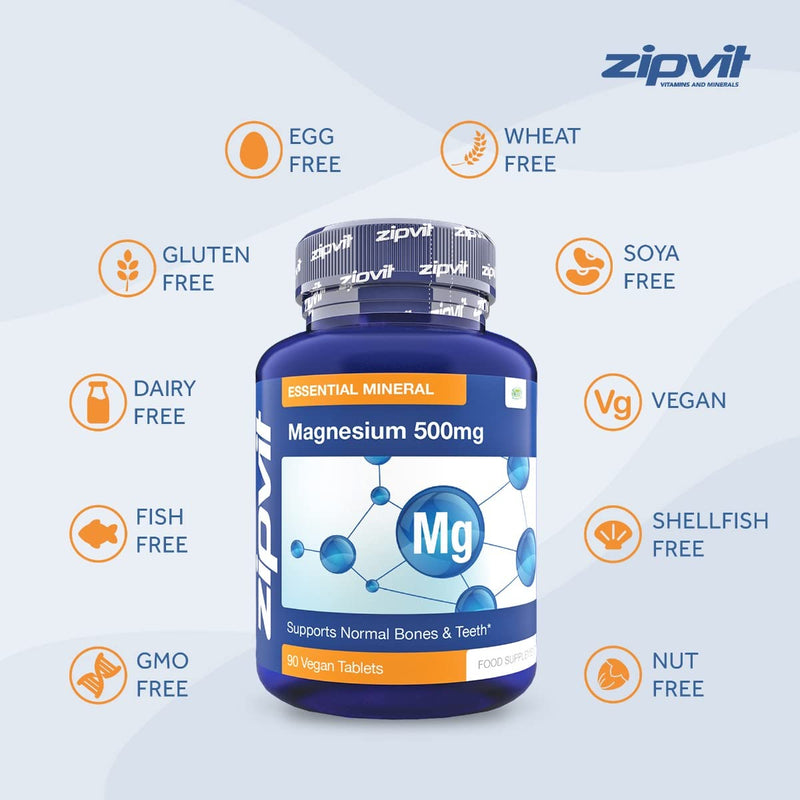 Magnesium 500mg, 90 Vegan Tablets. 3 Months Supply. Supports Muscle and Bone Health. Vegan Formula Magnesium Supplement. Magnesium Jar of 90 - BeesActive Australia