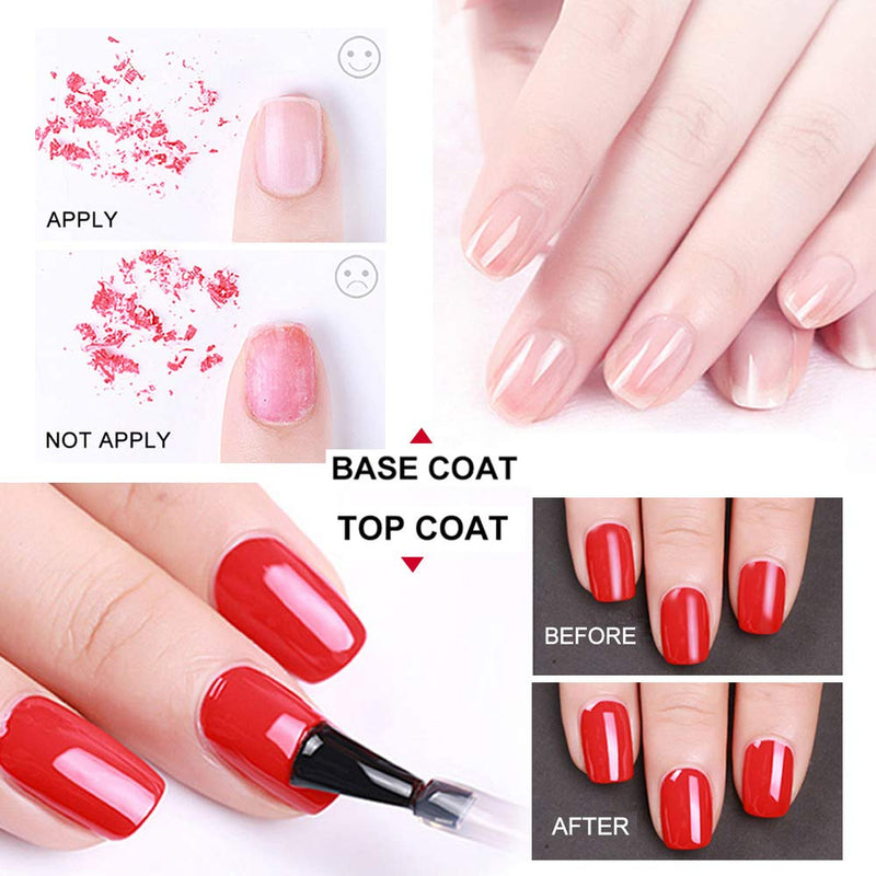 MIHZSE Base and Top Coat Gel Nail Polish,2x18ML Large Capacity Top and Base Coat Gel Polish, Long-Lasting Shiny No Wipe Gel Top Coat and Base Coat Nail Polish, Soak Off UV LED Clear Nail Polish - BeesActive Australia