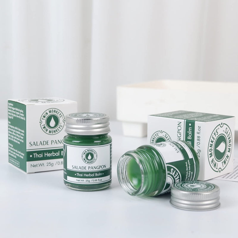 TWIN MONKEYS | Thai Herbal Balm(Green Balm Extra Strength) 25g/0.8Fl.oz (Pack of 1, 1) Pack of 1 1.0 - BeesActive Australia