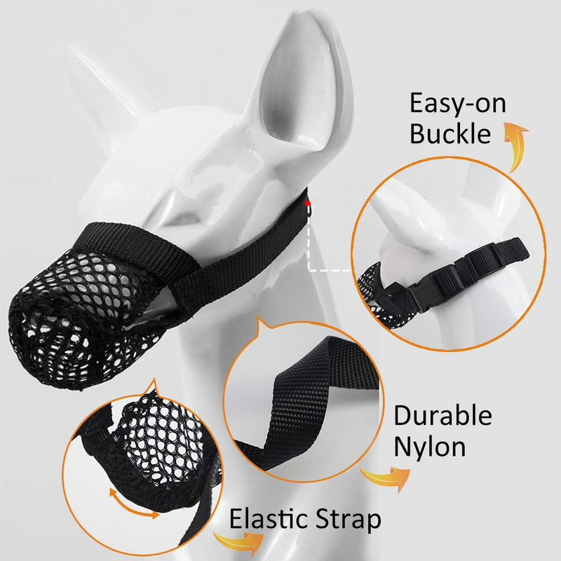 Breathable Mesh Dog Muzzle, Poisoned Bait Protective Muzzle for Dogs to Prevent Biting and Barking S Black - BeesActive Australia
