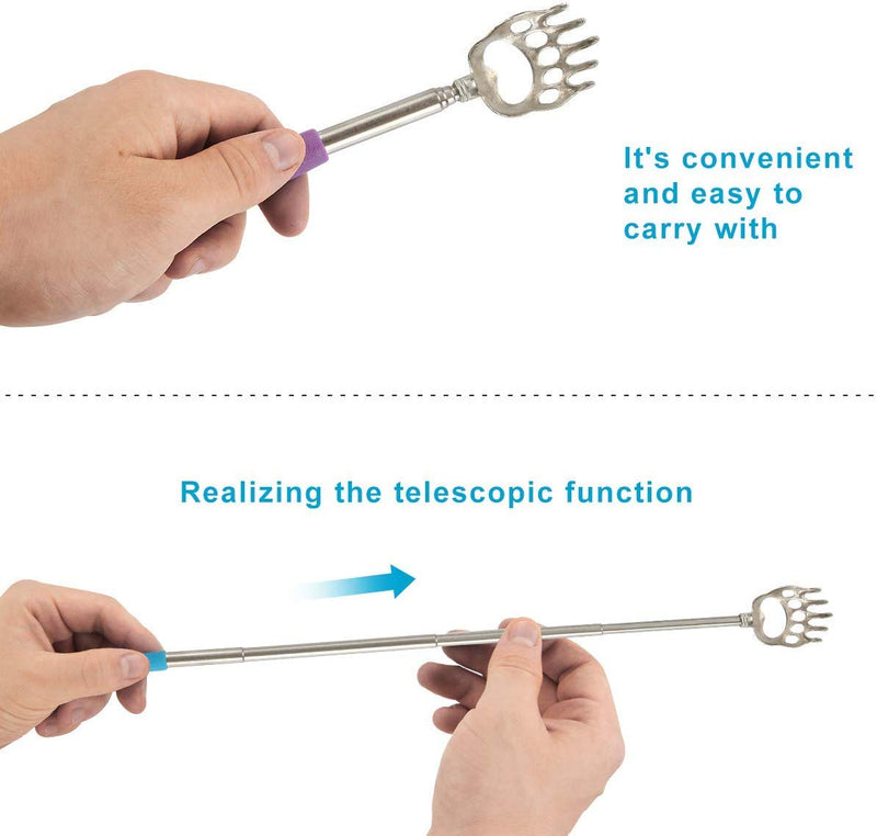 (4-Pack) elloLife Portable Extendable Telescopic Bear Claws Metal Back Scratchers/Hand Massager/Backslap with Rubber Handles 4 Colors - BeesActive Australia