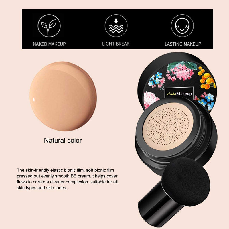 Mushroom Head Air Cushion BB Cream,Concealer Lasting Nude Makeup Moisturizing Pigment BB Liquid Foundation, Even Skin Tone Makeup Base Primer - BeesActive Australia