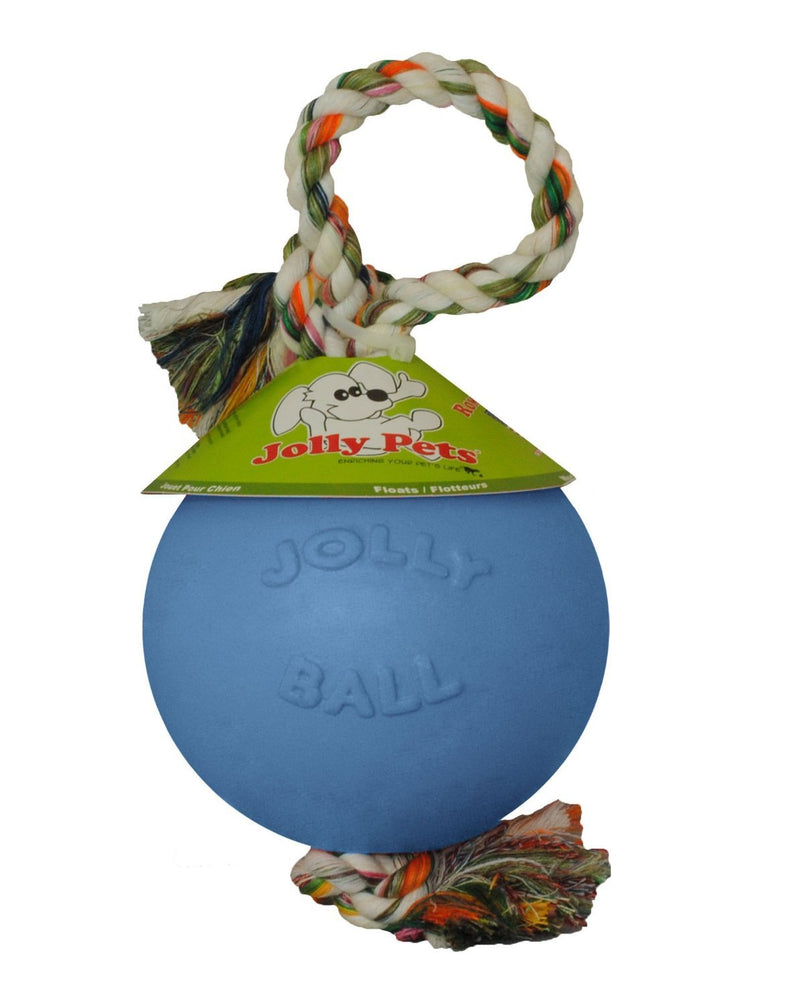 Jolly Pets Romp-n-Roll Rope and Ball Dog Toy 6 Inches/Medium Blueberry - BeesActive Australia
