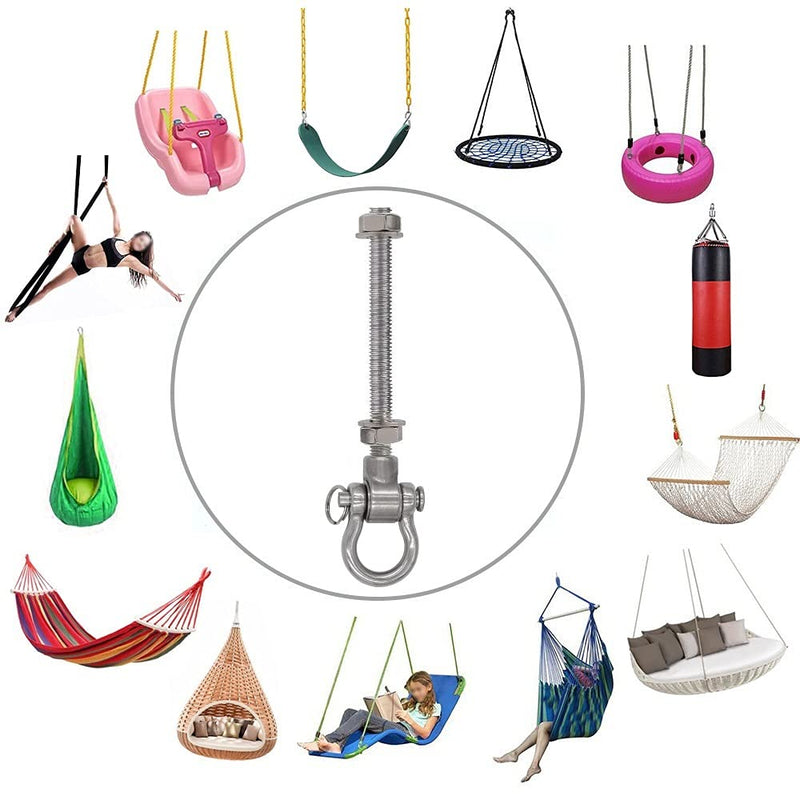 Dakzhou 2 Permanent Anti-Rust Heavy-Duty Bearing Swing Hanger Mute (10mm) 180° Swing, 1500 lb, sandbag Yoga Swing Hammock Chair - BeesActive Australia