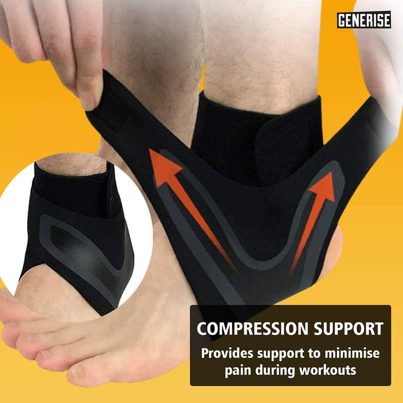 Ankle Supports for Weak Ankles GENERISE Adjustable Ankle Brace Provides Compression & Ankle Support for Sprained Ankle, Tendonitis, Ligament Damage & More - Black (Small (Left Foot)) Small (Left Foot) - BeesActive Australia