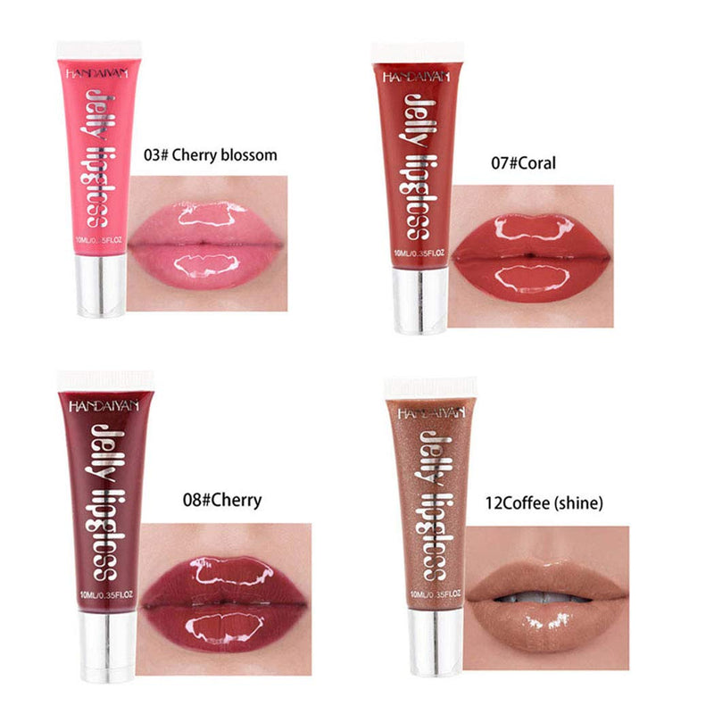 Eyret Glitter High-gloss Liquid Lipsticks Moisturize Jelly Luster Lip Primer Highlight Clear Lip Plumper Beauty Makeup for Women and Girls (Cherry08#) Cherry08# - BeesActive Australia